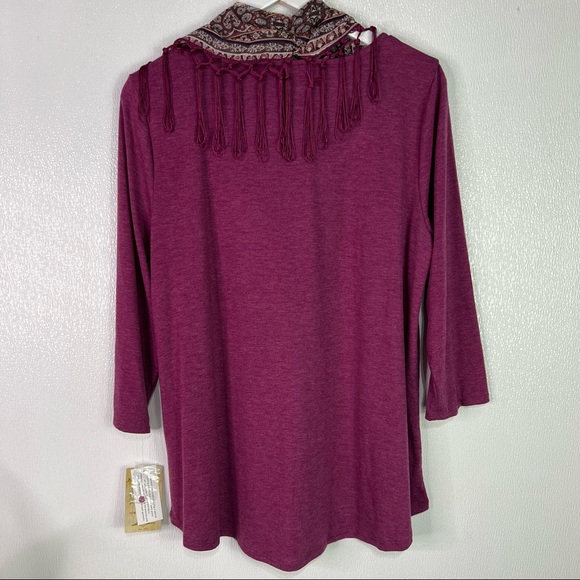 ENERGÉ WORLD WEAR Fringe Scarf Top Size Large NWT - Picture 8 of 8